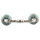 Turquoise Amarylis Floral Etched Ceramic Cut Bridge Handle